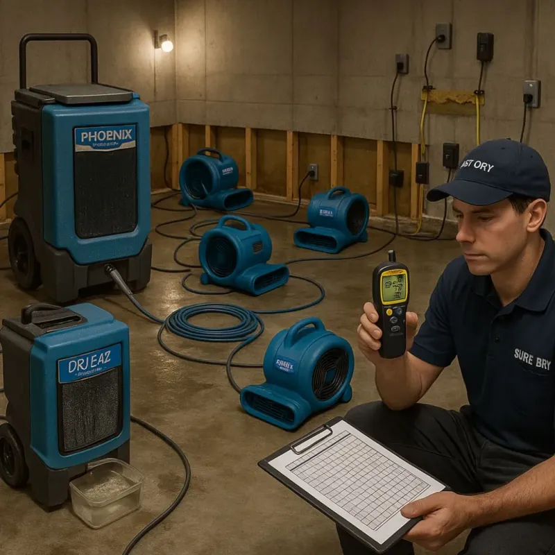Structural Drying and Dehumidification process in Freeport, PA